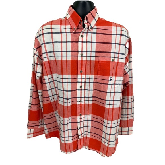 Wrangler Other - Vintage Wrangler 20x Western Shirt Xl Mens Button Down Orange White